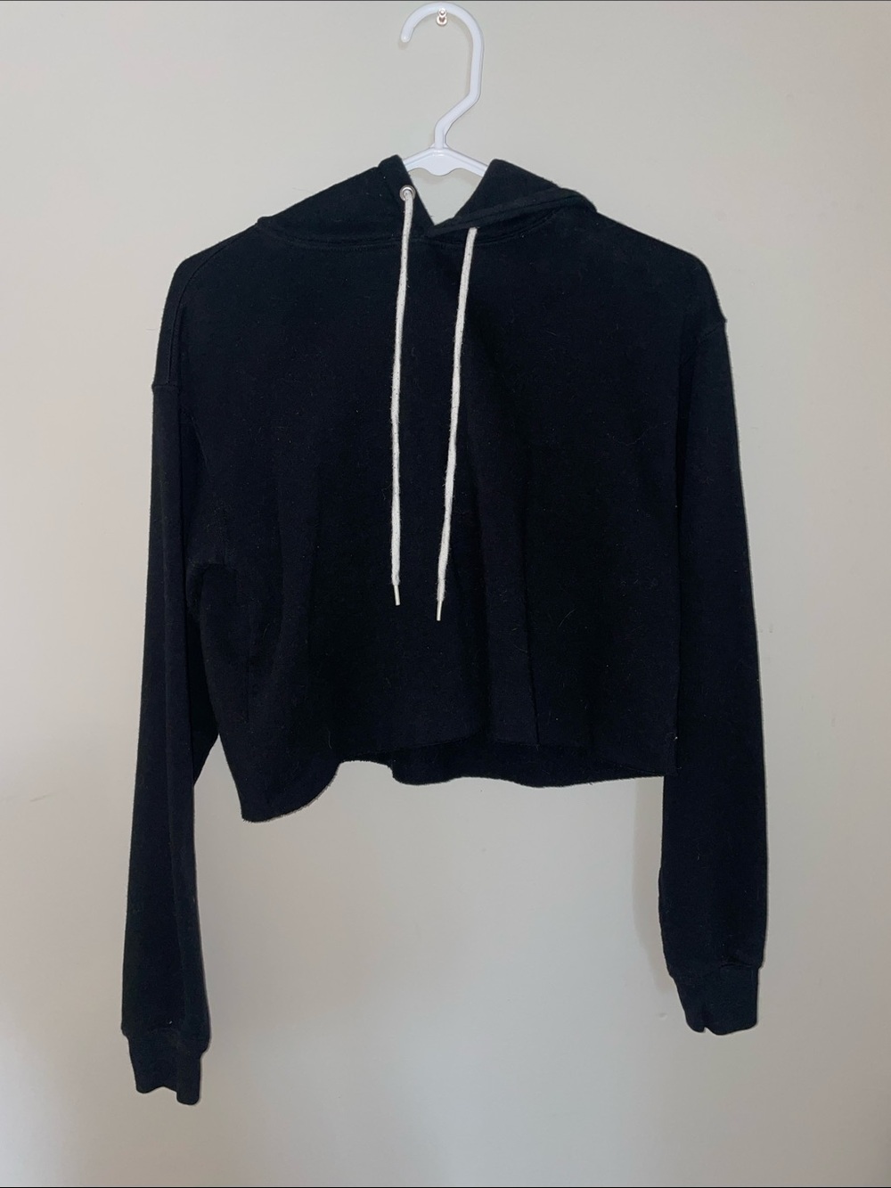 Target Black Cropped Hoodie with White Drawcords